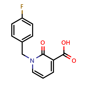 Chemical structure of 1-(4-Fluoro-benzyl)-2-oxo-1,2-dihydro-pyridine-3-carboxylic acid , CAS 66158-41-6, AChemBlock AD245562