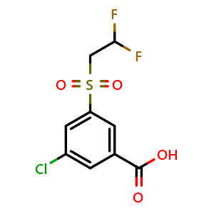 Chemical structure of 3-chloro-5-(2,2-difluoroethanesulfonyl)benzoic acid , CAS 2877628-12-9, AChemBlock AD245576