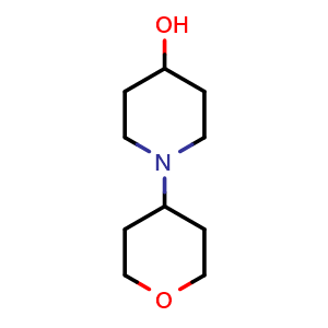 Chemical structure of 1-(oxan-4-yl)piperidin-4-ol , CAS 1228874-55-2, AChemBlock AD245577