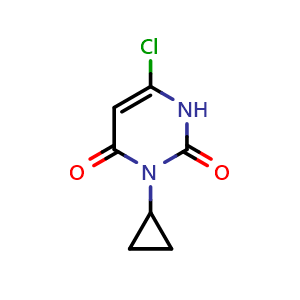 Chemical structure of 6-chloro-3-cyclopropyl-1,2,3,4-tetrahydropyrimidine-2,4-dione , CAS 1565120-07-1, AChemBlock AD245583