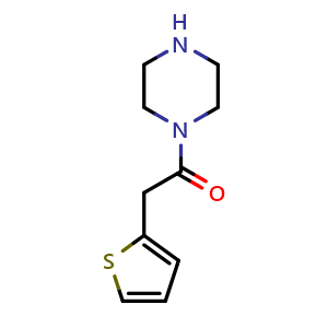 Chemical structure of 1-(piperazin-1-yl)-2-(thiophen-2-yl)ethan-1-one , CAS 736889-93-3, AChemBlock AD245586