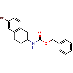 Chemical structure of Benzyl (6-bromo-1,2,3,4-tetrahydronaphthalen-2-yl)carbamate , CAS 1883333-09-2, AChemBlock AD245590