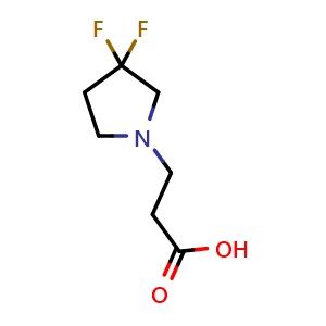 Chemical structure of 3-(3,3-difluoropyrrolidin-1-yl)propanoic acid , CAS 1866733-82-5, AChemBlock AD245594