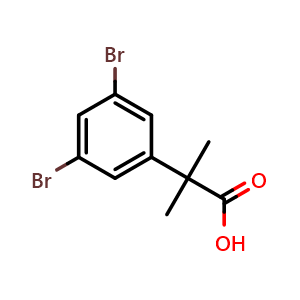 Chemical structure of 2-(3,5-dibromophenyl)-2-methylpropanoic acid , CAS 644982-92-3, AChemBlock AD245597