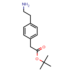 Chemical structure of tert-Butyl 2-(4-(2-aminoethyl)phenyl)acetate , CAS 124499-20-3, AChemBlock AD245602