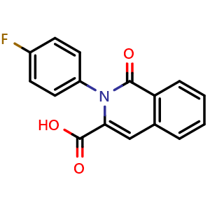 Chemical structure of 2-(4-fluorophenyl)-1-oxo-1,2-dihydroisoquinoline-3-carboxylic acid , CAS 3030868-76-6, AChemBlock AD245606