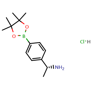 Chemical structure of (R)-1-(4-(4,4,5,5-Tetramethyl-1,3,2-dioxaborolan-2-yl)phenyl)ethan-1-amine hydrochloride , CAS 1346819-06-4, AChemBlock AD245613