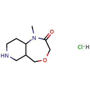 Chemical structure of 1-methyl-decahydropyrido[4,3-e][1,4]oxazepin-2-one hydrochloride , CAS 2319803-22-8, AChemBlock AD245618