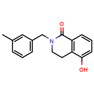 Chemical structure of 5-hydroxy-2-(3-methylbenzyl)-3,4-dihydroisoquinolin-1(2H)-one , CAS 1105196-17-5, AChemBlock AD245642