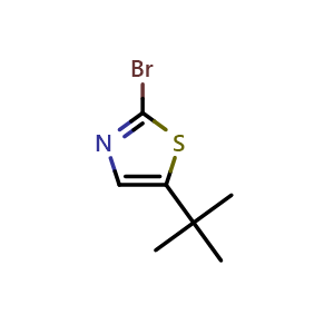 Chemical structure of 2-Bromo-5-(tert-butyl)thiazole , CAS 22275-17-8, AChemBlock AD245653