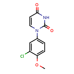 Chemical structure of 1-(3-chloro-4-methoxyphenyl)-1,2,3,4-tetrahydropyrimidine-2,4-dione , CAS 2436632-40-3, AChemBlock AD245662