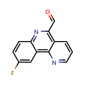 Chemical structure of 9-fluorobenzo[h]1,6-naphthyridine-5-carbaldehyde , CAS 610279-62-4, AChemBlock AD245667