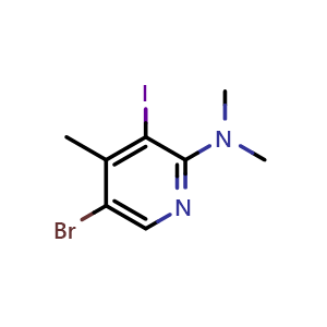Chemical structure of 5-bromo-3-iodo-N,N,4-trimethylpyridin-2-amine , CAS 2307553-13-3, AChemBlock AD245668