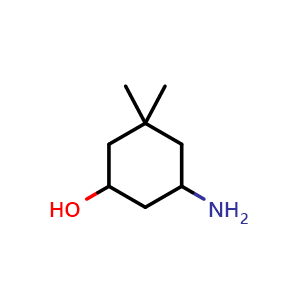 Chemical structure of 5-amino-3,3-dimethylcyclohexan-1-ol , CAS 1529781-98-3, AChemBlock AD245676