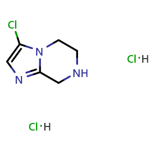 Chemical structure of 3-chloro-5H,6H,7H,8H-imidazo[1,2-a]pyrazine dihydrochloride , CAS 2034154-09-9, AChemBlock AD245682