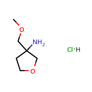 Chemical structure of 3-(methoxymethyl)oxolan-3-amine hydrochloride , CAS 1909337-70-7, AChemBlock AD245684