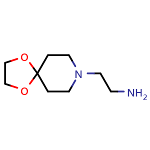 Chemical structure of 2-{1,4-dioxa-8-azaspiro[4.5]decan-8-yl}ethan-1-amine , CAS 259180-76-2, AChemBlock AD245688