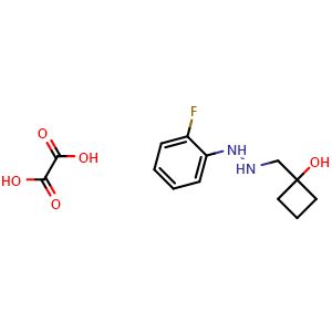 Chemical structure of 1-{[2-(2-fluorophenyl)hydrazin-1-yl]methyl}cyclobutan-1-ol oxalic acid , CAS 2415520-16-8, AChemBlock AD245691