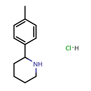 Chemical structure of 2-(4-methylphenyl)piperidine hydrochloride , CAS 858261-57-1, AChemBlock AD245695