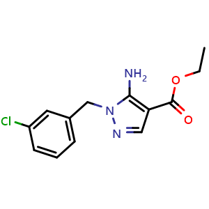 Chemical structure of ethyl 5-amino-1-(3-chlorobenzyl)-1H-pyrazole-4-carboxylate , CAS 1397219-57-6, AChemBlock AD245714