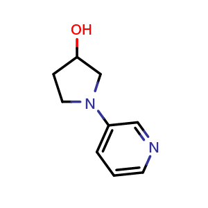 Chemical structure of 1-(pyridin-3-yl)pyrrolidin-3-ol , CAS 1521927-77-4, AChemBlock AD245716
