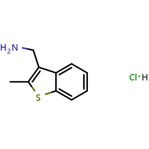 Chemical structure of 1-(2-methyl-1-benzothiophen-3-yl)methanamine hydrochloride , CAS 2309571-54-6, AChemBlock AD245717