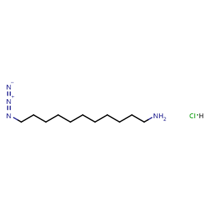 Chemical structure of 11-azidoundecan-1-amine hydrochloride , CAS 2303565-88-8, AChemBlock AD245718