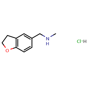 Chemical structure of [(2,3-dihydro-1-benzofuran-5-yl)methyl](methyl)amine hydrochloride , CAS 1645513-87-6, AChemBlock AD245731
