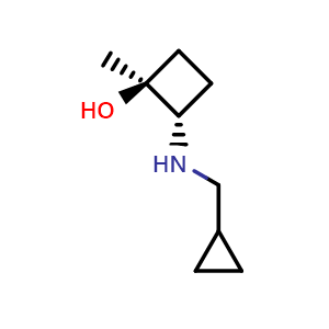 Chemical structure of (1S,2S)-2-[(cyclopropylmethyl)amino]-1-methylcyclobutan-1-ol , CAS 2303549-20-2, AChemBlock AD245742