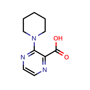 Chemical structure of 3-(piperidin-1-yl)pyrazine-2-carboxylic acid , CAS 342425-61-0, AChemBlock AD245758