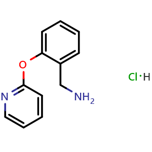 Chemical structure of bis(1-[2-(pyridin-2-yloxy)phenyl]methanamine) trihydrochloride , CAS 2034207-73-1, AChemBlock AD245760