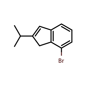 Chemical structure of 7-Bromo-2-isopropyl-1H-indene , CAS 940884-86-6, AChemBlock AD245762