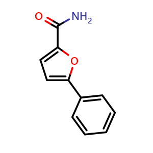 Chemical structure of 5-Phenylfuran-2-carboxamide , CAS 128373-23-9, AChemBlock AD245763