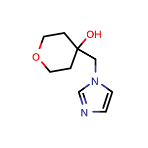 Chemical structure of 4-[(1H-imidazol-1-yl)methyl]oxan-4-ol , CAS 1862527-94-3, AChemBlock AD245764