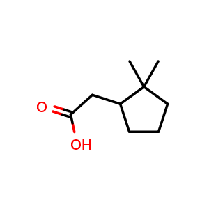 Chemical structure of 2-(2,2-dimethylcyclopentyl)acetic acid , CAS 1378675-91-2, AChemBlock AD245769