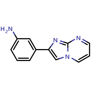 Chemical structure of 3-(imidazo[1,2-a]pyrimidin-2-yl)aniline , CAS 439108-84-6, AChemBlock AD245783