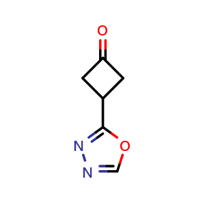 Chemical structure of 3-(1,3,4-oxadiazol-2-yl)cyclobutan-1-one , CAS 2092699-00-6, AChemBlock AD245784