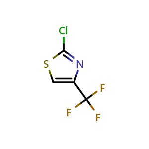 Chemical structure of 2-chloro-4-(trifluoromethyl)-1,3-thiazole , CAS 228119-52-6, AChemBlock AD245789