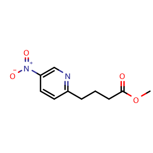 Chemical structure of Methyl 4-(5-nitropyridin-2-yl)butanoate , CAS 1398048-72-0, AChemBlock AD245791
