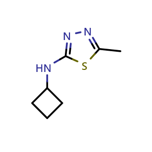 Chemical structure of N-cyclobutyl-5-methyl-1,3,4-thiadiazol-2-amine , CAS 1466866-93-2, AChemBlock AD245794