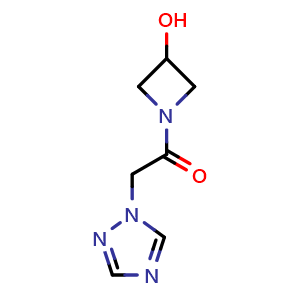 Chemical structure of 1-(3-Hydroxyazetidin-1-yl)-2-(1H-1,2,4-triazol-1-yl)ethan-1-one , CAS 1343809-21-1, AChemBlock AD245799