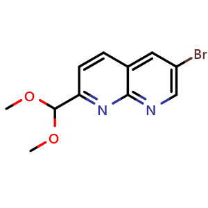 Chemical structure of 6-bromo-2-(dimethoxymethyl)-1,8-naphthyridine , CAS 2566431-67-0, AChemBlock AD245804
