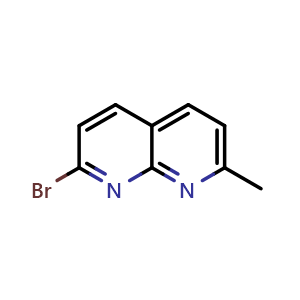 Chemical structure of 2-bromo-7-methyl-1,8-naphthyridine , CAS 1172616-32-8, AChemBlock AD245808