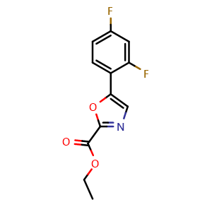 Chemical structure of ethyl 5-(2,4-difluorophenyl)oxazole-2-carboxylate , CAS 2095409-33-7, AChemBlock AD245810