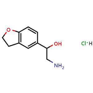 Chemical structure of 2-amino-1-(2,3-dihydro-1-benzofuran-5-yl)ethan-1-ol hydrochloride , CAS 1332886-38-0, AChemBlock AD245811