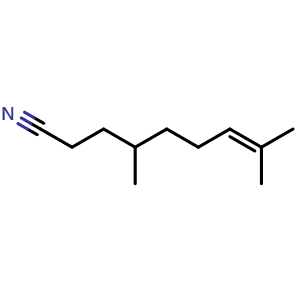 Chemical structure of 4,8-dimethylnon-7-enenitrile , CAS 52671-32-6, AChemBlock AD245816