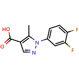 Chemical structure of 1-(3,4-difluorophenyl)-5-methyl-1H-pyrazole-4-carboxylic acid , CAS 288252-20-0, AChemBlock AD245820