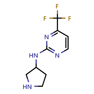 Chemical structure of N-(pyrrolidin-3-yl)-4-(trifluoromethyl)pyrimidin-2-amine , CAS 1340109-26-3, AChemBlock AD245825