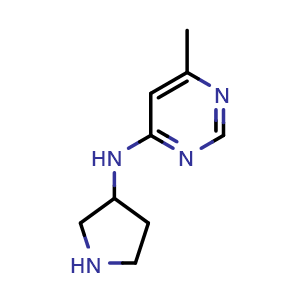 Chemical structure of 6-methyl-N-(pyrrolidin-3-yl)pyrimidin-4-amine , CAS 1249748-30-8, AChemBlock AD245840