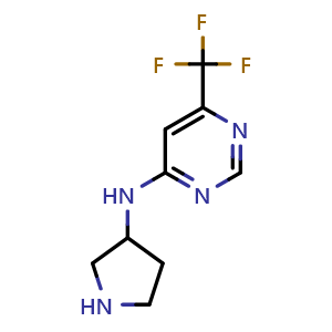 Chemical structure of N-(pyrrolidin-3-yl)-6-(trifluoromethyl)pyrimidin-4-amine , CAS 1823540-76-6, AChemBlock AD245841